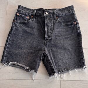 Gap High Rise Cut Off Jean Shorts Distressed Raw Hem Black Women’s Size 28